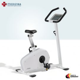 Abb. zeigt Emotion Fitness Ergometer »Motion Cycle 100 MED« mit LCD-Display, vertikaler Sattelverstellung, V-Kurbeln, netzunabhängigem Betrieb und rutschfestem Griff.